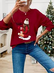 Yılbaşı Özel Uzun Kollu Bisiklet Yaka Desenli Viskon Iki Iplik Bluz