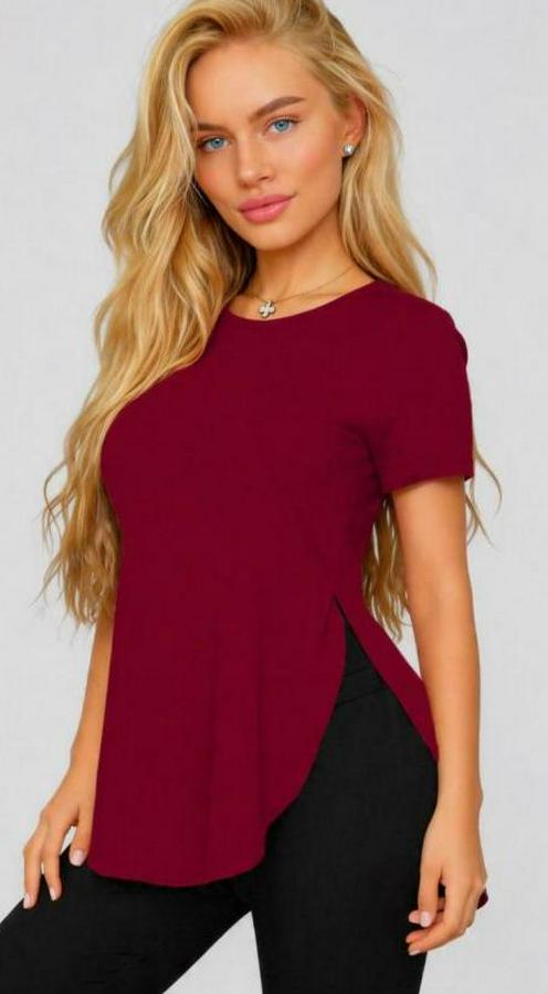 Yırtmaç Detaylı Viskon Kumaş Bluz