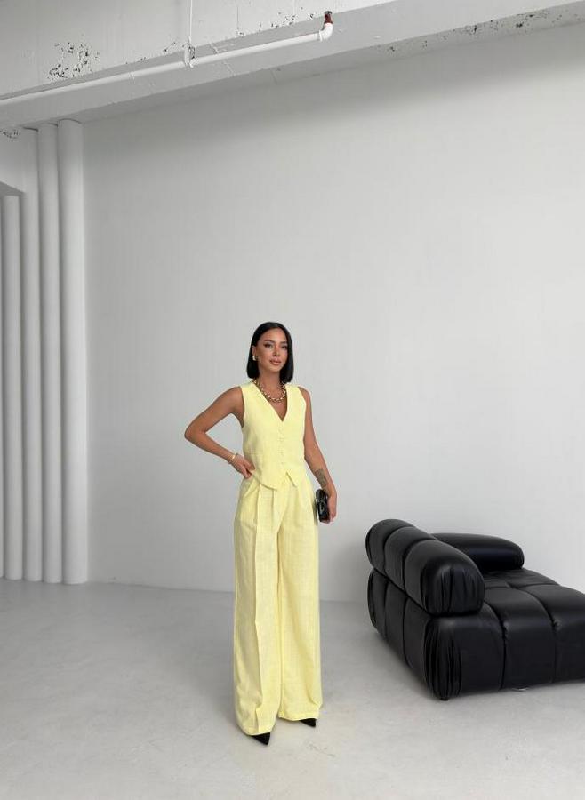 Keten Sirti Çapraz Geçi̇şli̇ Cepken Pantolon Takim