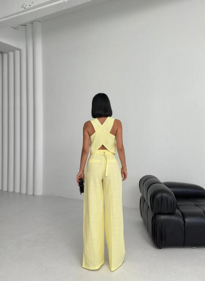 Keten Sirti Çapraz Geçi̇şli̇ Cepken Pantolon Takim