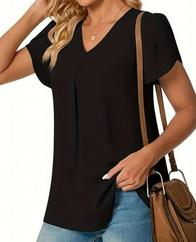 Kısa Kollu V Yaka Sandy Bluz