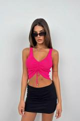 Ön Büzgülü Crop Bluz