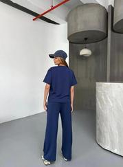 Osy Modal Yumuşak Dokulu Kumaş Kısa Kollu Bluz Rahat Pantalon Ikili Takım- Lacivert