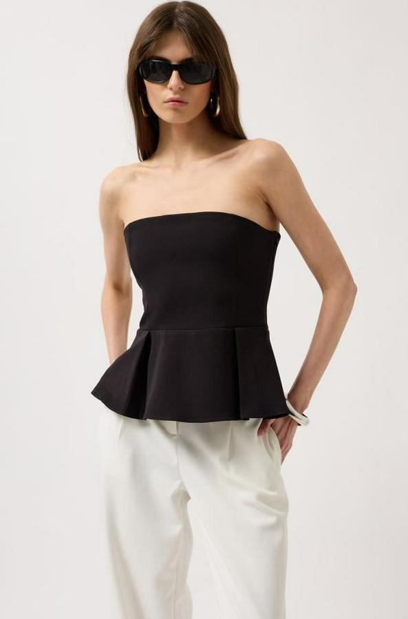 Pileli Straplez Bluz