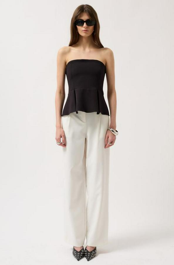 Pileli Straplez Bluz