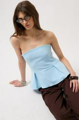 Pileli Straplez Bluz