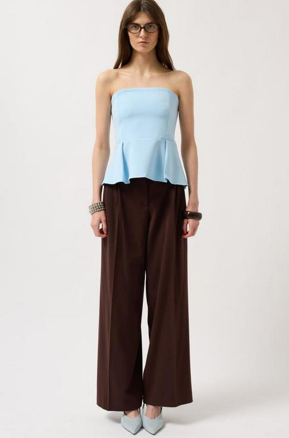 Pileli Straplez Bluz