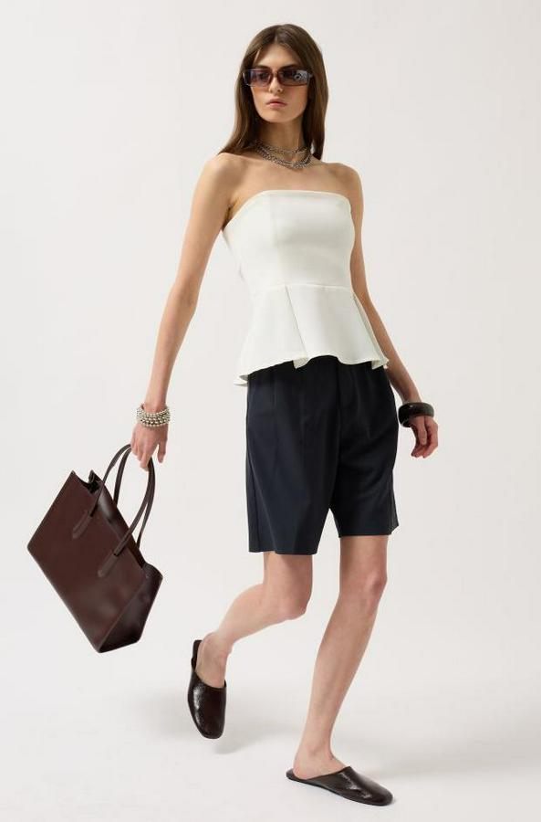 Pileli Straplez Bluz