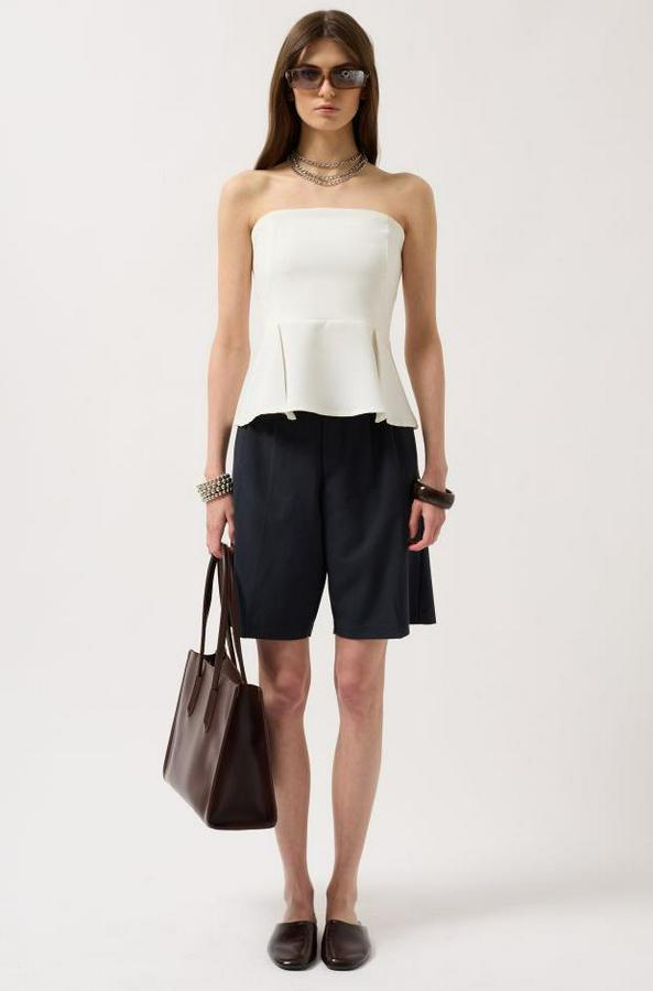 Pileli Straplez Bluz