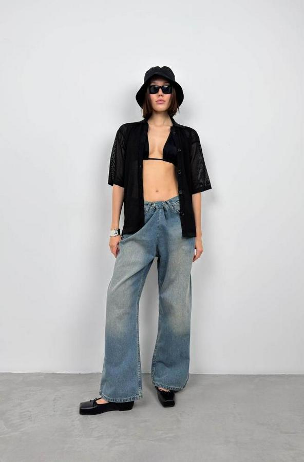 Polo Yaka Fileli Bluz