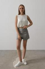 Saten Kolsuz Belki Lastikli Bluz