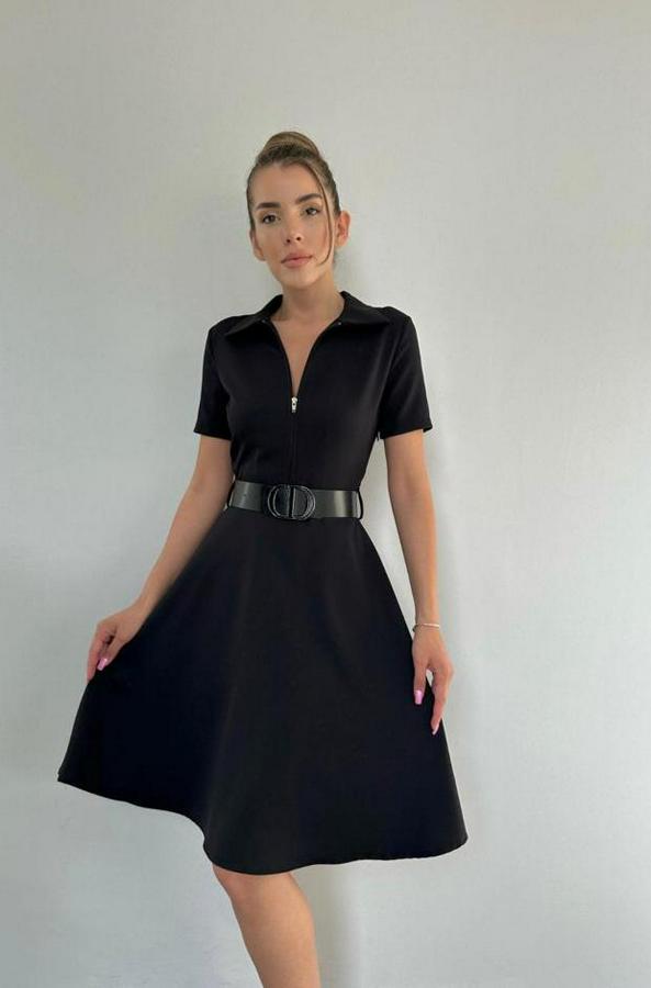 Siyah Kemerli Spor Elbise