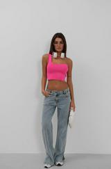 Tek Omuz Crop Bluz