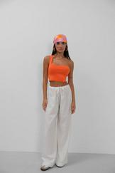 Tek Omuz Crop Bluz