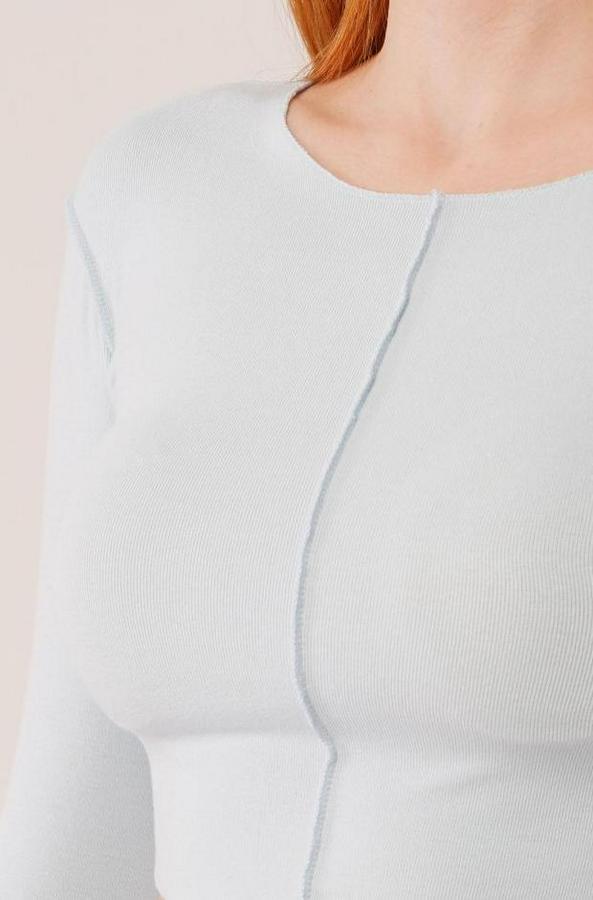 Ters Dikişli Basic Bebe Mavisi Body Bluz