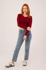 Ters Dikişli Basic Bordo Body Bluz