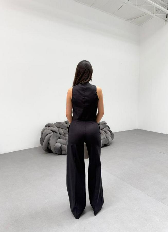 Toskana Keten Kruvaze Yaka Tek Düğmeli̇ Yelek Pantolon Takim