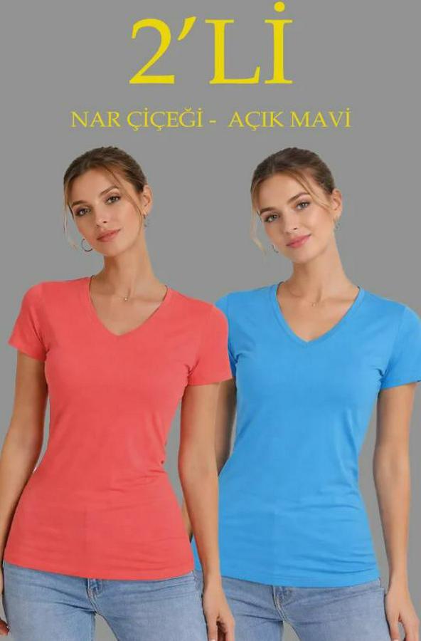 Li V Yaka Tişört – Kısa Kollu Yazlık Slim Fit Body