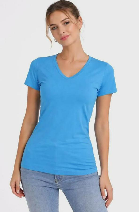 Li V Yaka Tişört – Kısa Kollu Yazlık Slim Fit Body