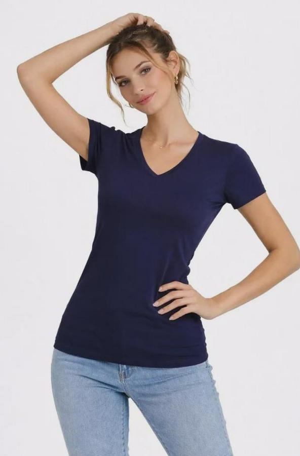 Li V Yaka Tişört – Kısa Kollu Yazlık Slim Fit Body