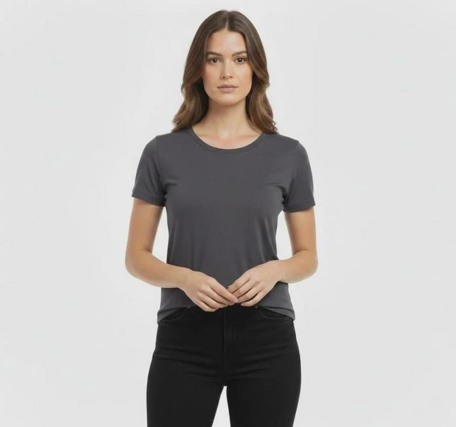 T-Shirt Bisiklet Yaka Slim Fit Likralı Tişört Günlük Basic Body