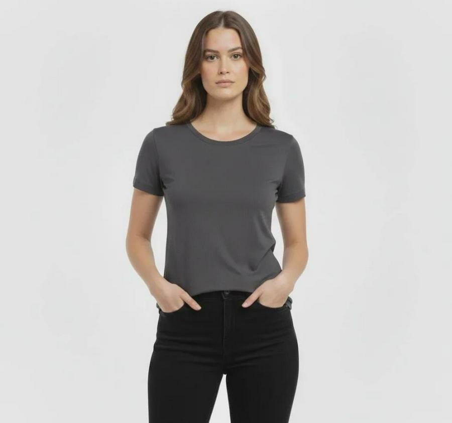 T-Shirt Bisiklet Yaka Slim Fit Likralı Tişört Günlük Basic Body
