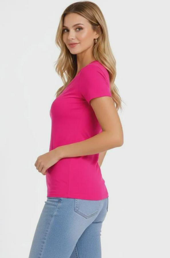 T-Shirt V Yaka Slim Fit Likralı Tişört Günlük Basic Body