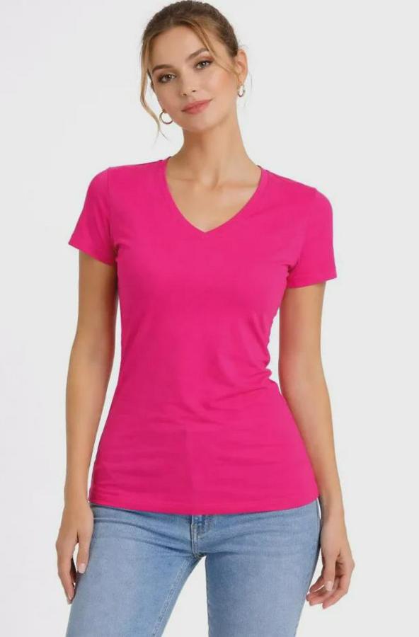 T-Shirt V Yaka Slim Fit Likralı Tişört Günlük Basic Body