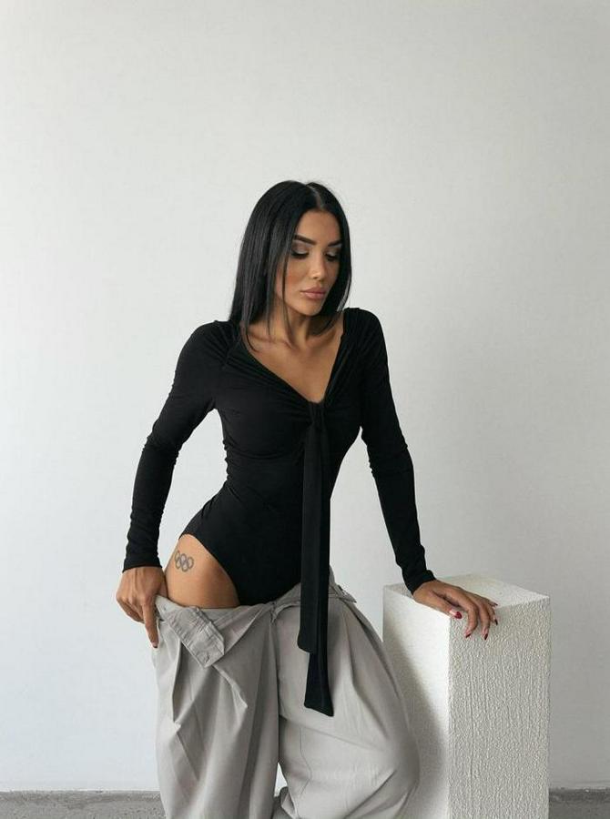 Sandy Bodysuit Önden Bağlama Detayli