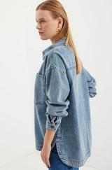 Çift Cepli Oversize Denim Ceket