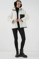 Fermuarlı Oversize Peluş Ceket Mont