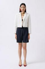 Crop Keten Blazer Ceket