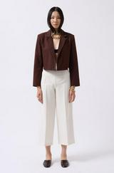 Crop Keten Blazer Ceket