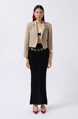 Crop Keten Blazer Ceket