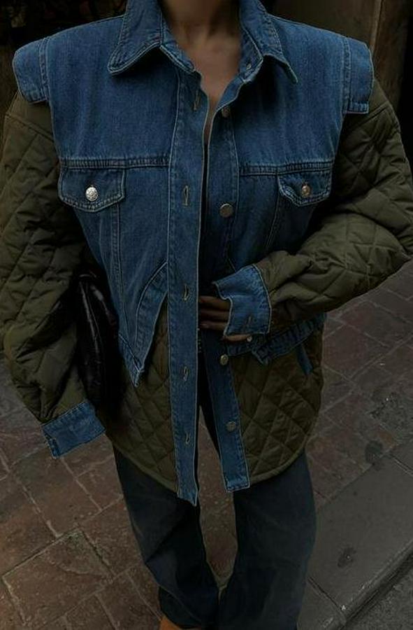 Denim Garnili Kapitone Ceket 7071