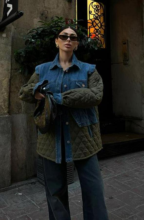 Denim Garnili Kapitone Ceket 7071