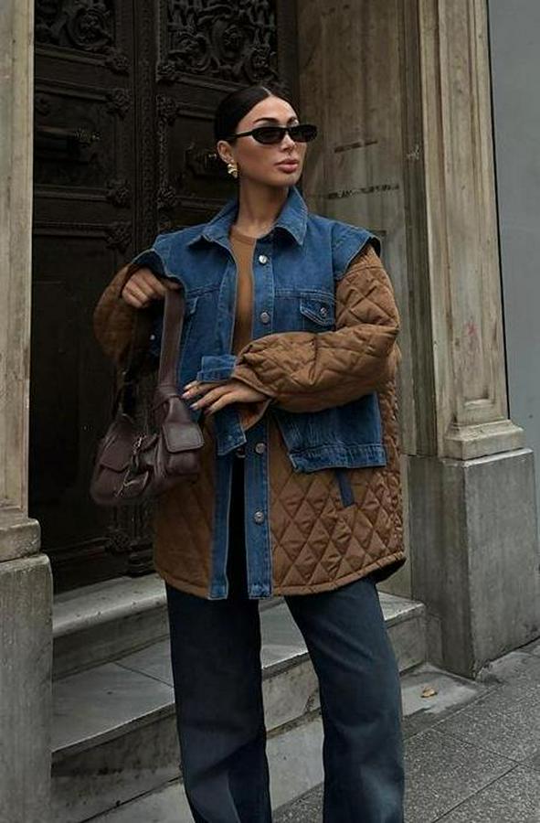 Denim Garnili Kapitone Ceket 7071