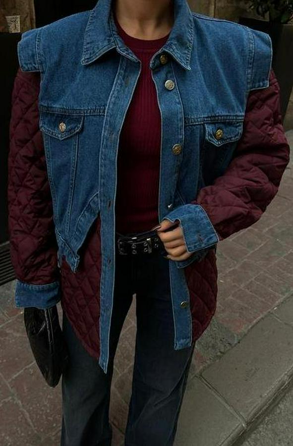 Denim Garnili Kapitone Ceket 7071