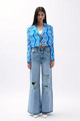 Desenli Crop Ceket
