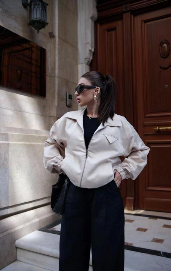 Fermuarlı Gömlek Yaka Bomber Ceket