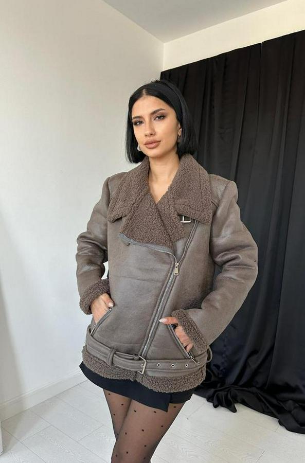 Haki Apoletli Kürklü Ceket