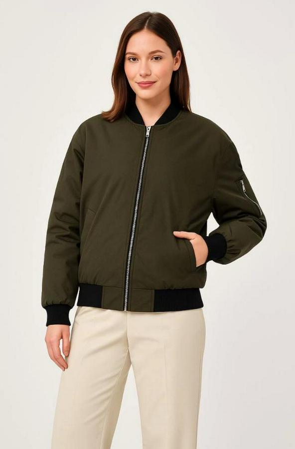 Içi Astarlı Fermuarlı Bomber Mont Ceket