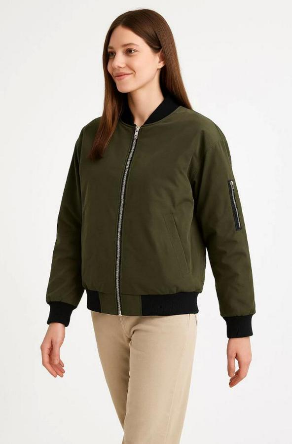 Içi Astarlı Fermuarlı Bomber Mont Ceket