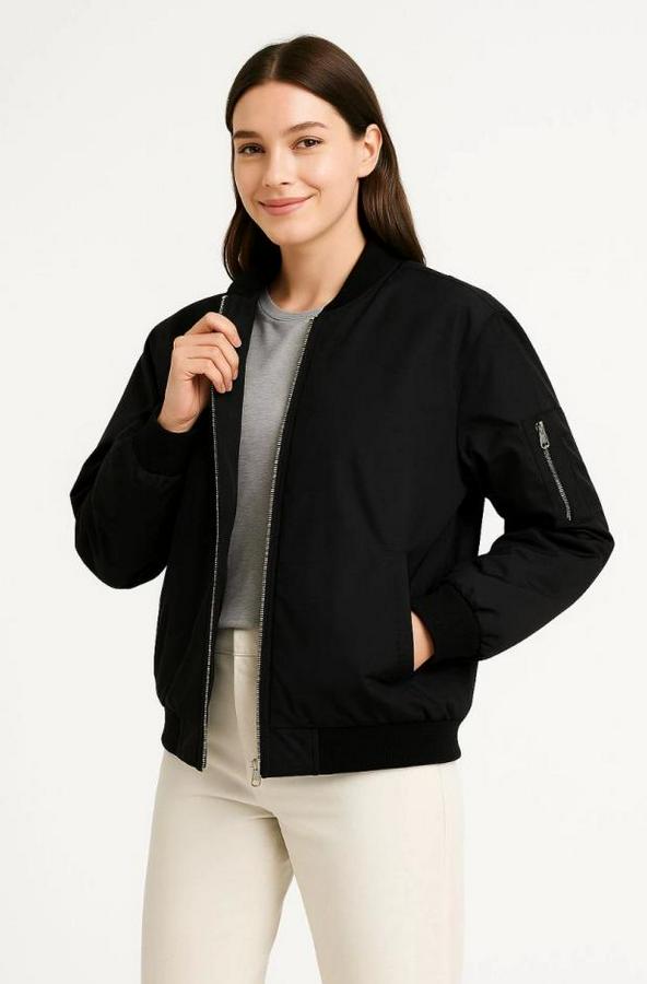 Içi Astarlı Fermuarlı Bomber Mont Ceket