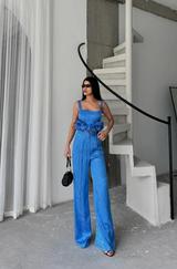 Jakarli Bluzu Tasarim Detayli Ceket-Pantolon-Bluz 3 Lü Takim