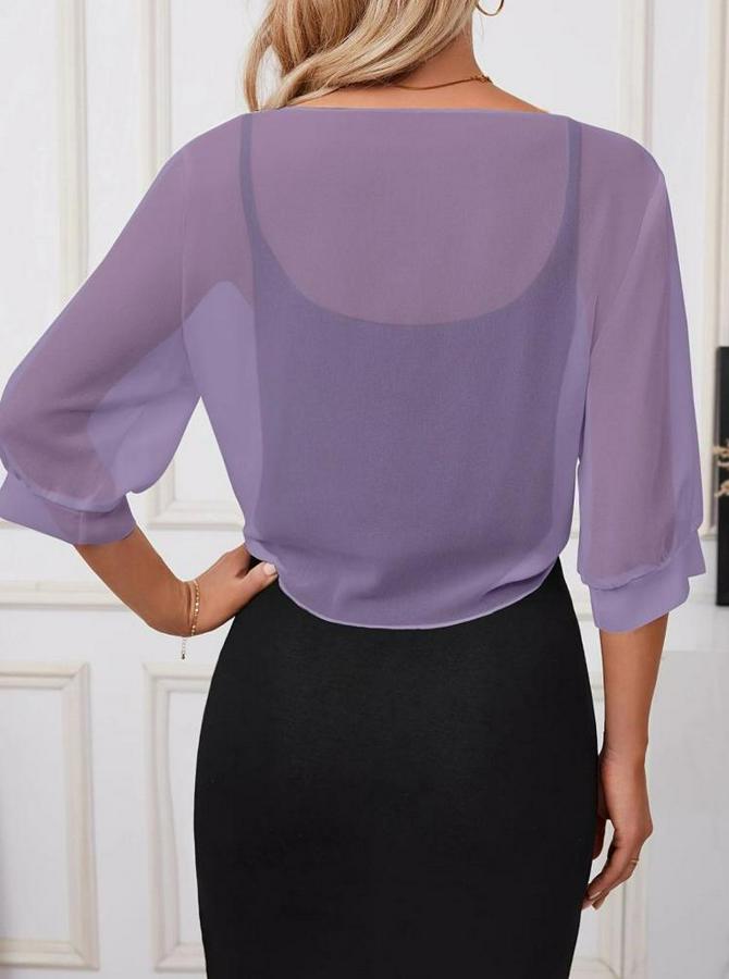 Fakir Kollu Önden Bağlamalı Kısa Şifon Bolero Ceket