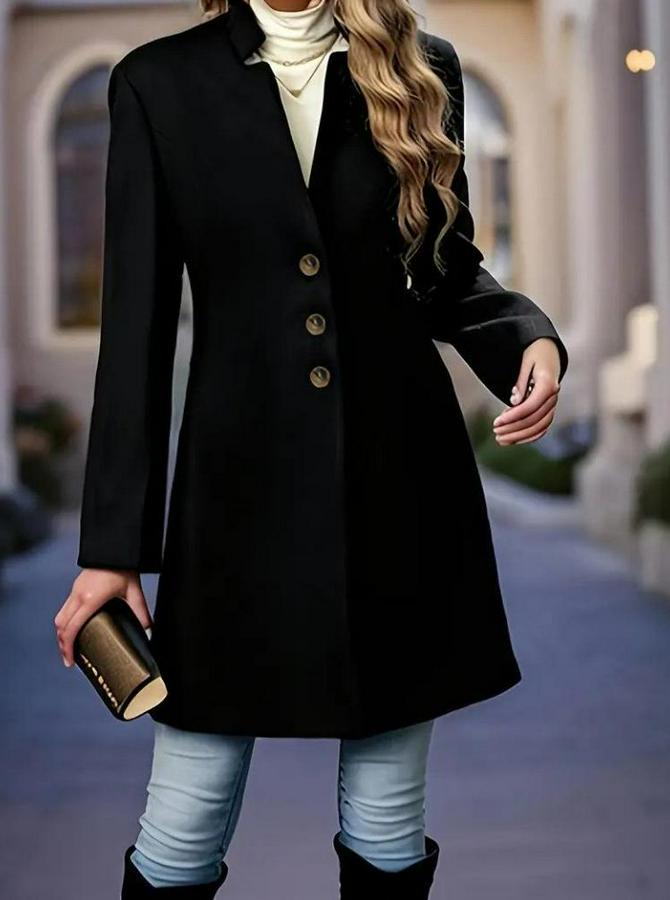 Uzun Kollu Hakim Yakalı Önden Düğmeli Ithal Kaşe Astarsız Kısa Kaban