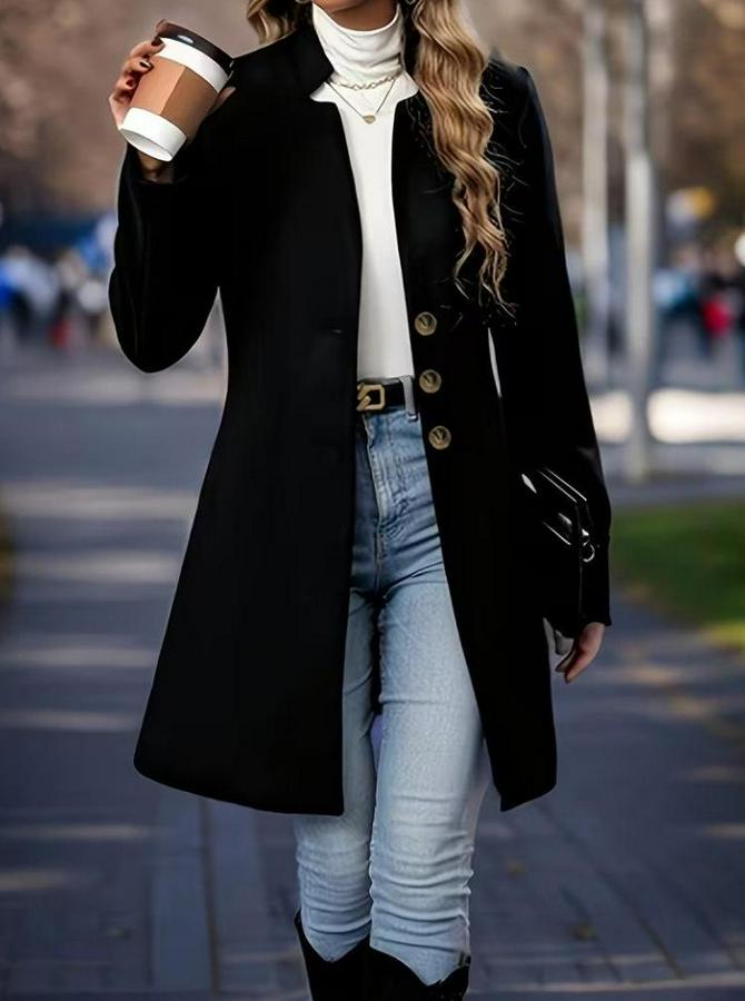 Uzun Kollu Hakim Yakalı Önden Düğmeli Ithal Kaşe Astarsız Kısa Kaban