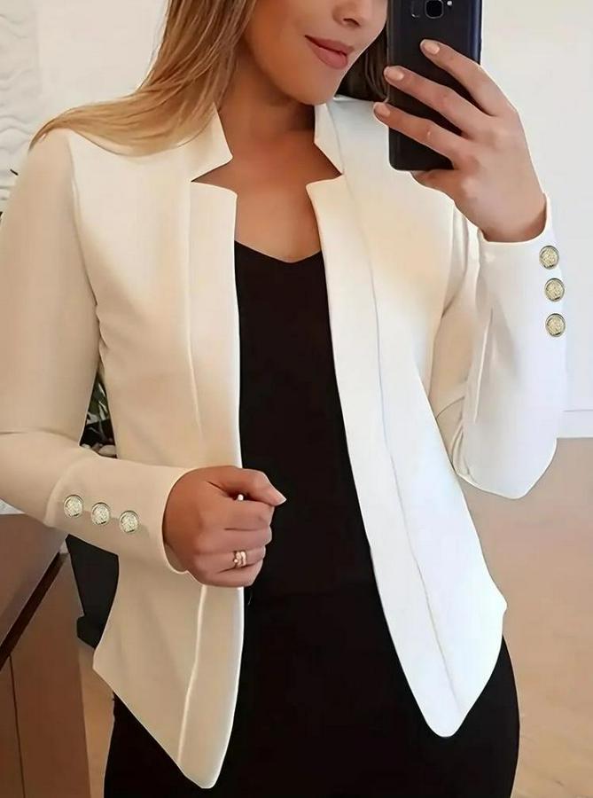 Uzun Kollu Kol Düğme Detay Ithal Krep Ceket