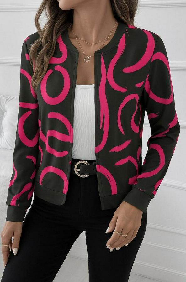 Uzun Kollu Önden Fermuarlı Kısa Şardonlu Dalgıç Ceket